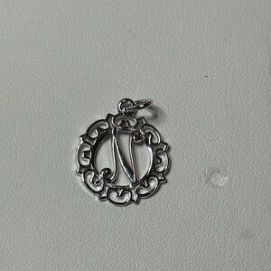 Silver, initial N pendant or charm bracelet, charm, vintage 1.16g